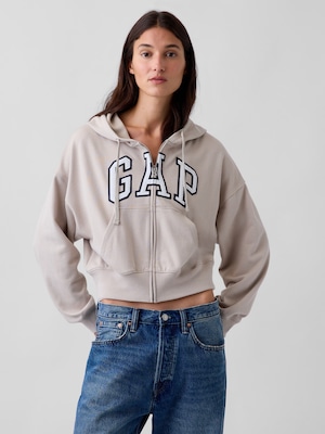 オーバーサイズ GAPロゴ フレンチテリー ジップアップパーカー