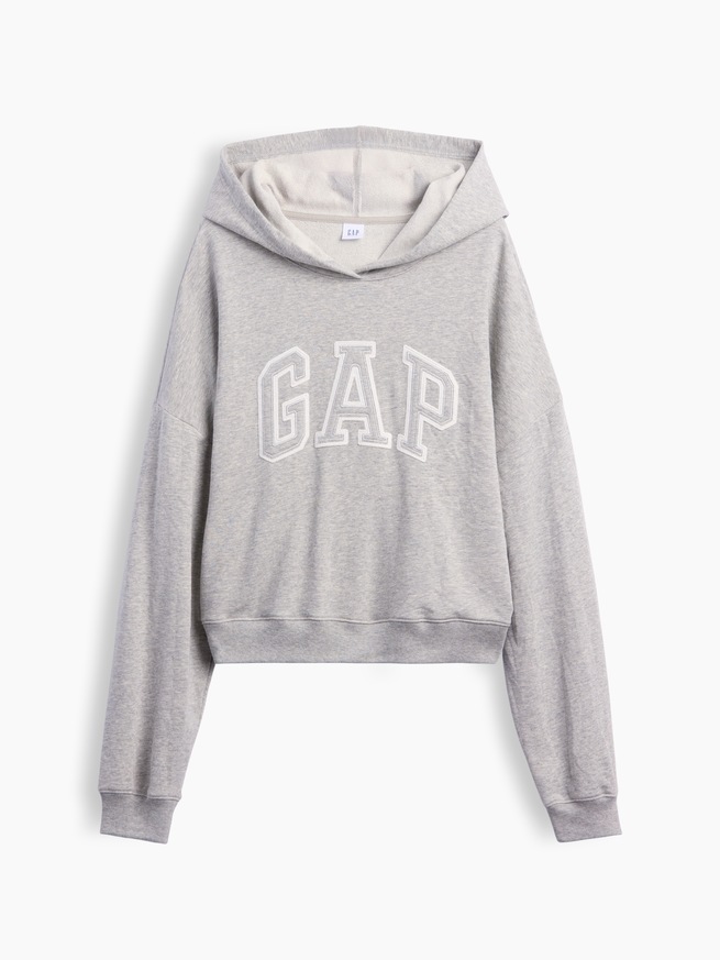 リラックスフィット クロップド GAPロゴ フレンチテリーパーカー-4