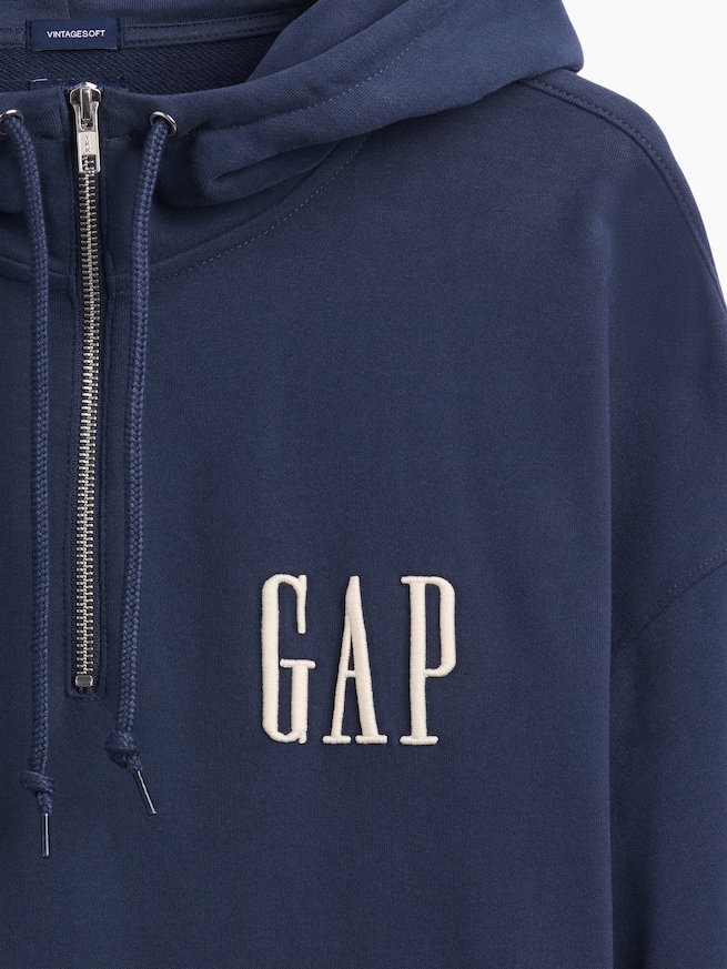 ヴィンテージソフト オーバーサイズ ハーフジップ GAPロゴパーカー-3