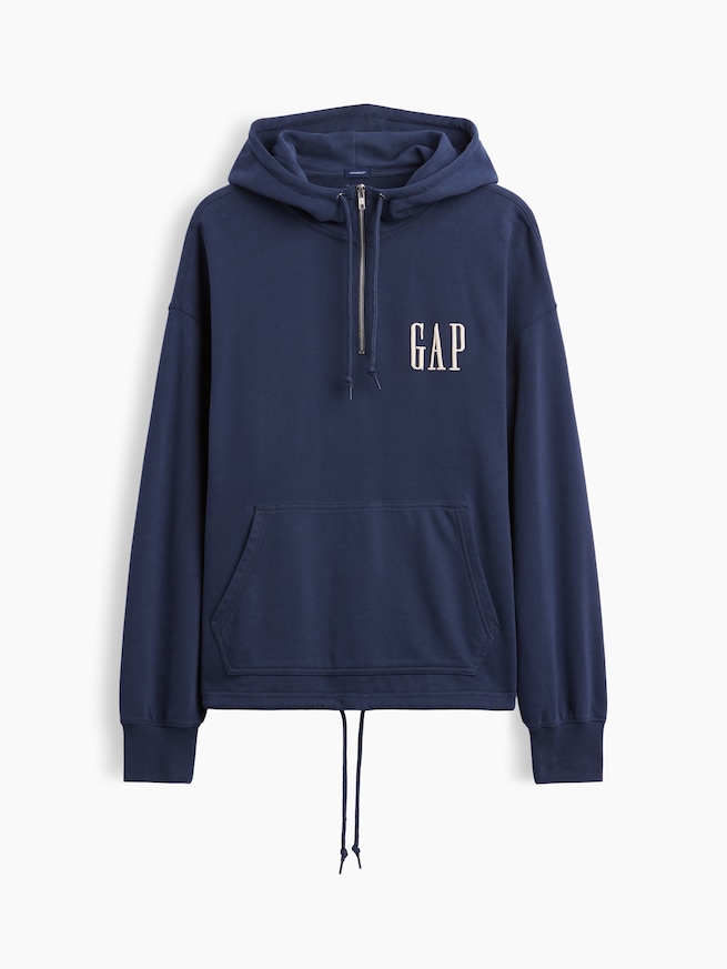ヴィンテージソフト オーバーサイズ ハーフジップ GAPロゴパーカー-4