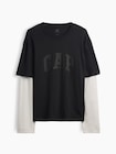 GAPロゴ ダブルレイヤード クロップドTシャツ-4