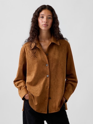 ヴィーガンスエード リラックスフィットシャツ