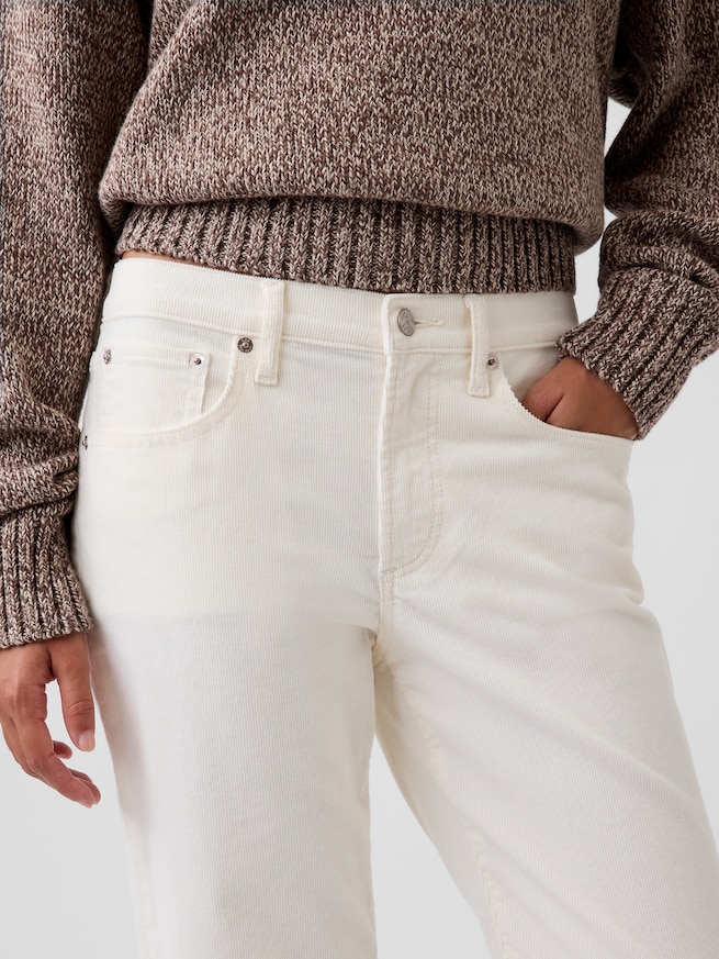 ミッドライズ コーデュロイ リラックスフィット ストレートパンツ-4