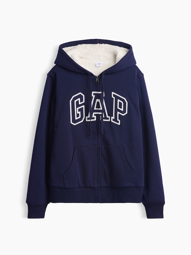 リラックスフィット GAPロゴ 裏ボア ジップアップパーカー-4