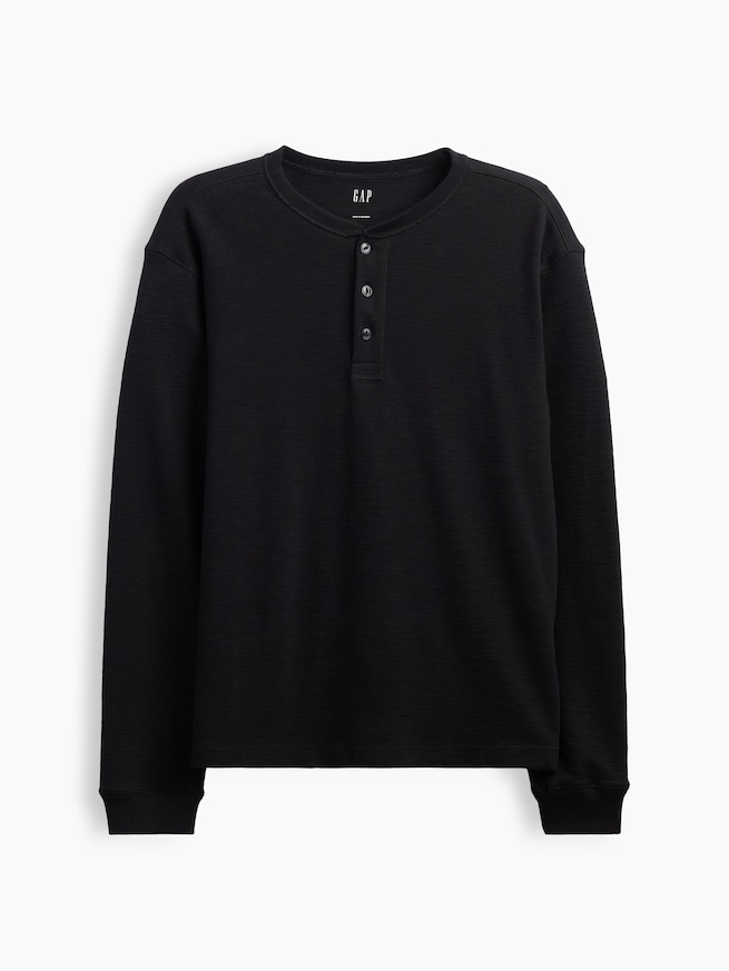 リラックスフィット ヘンリーネックTシャツ-4