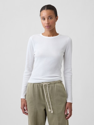 ワッフルニット クルーネックTシャツ