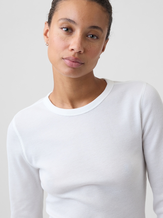 ワッフルニット クルーネックTシャツ-3