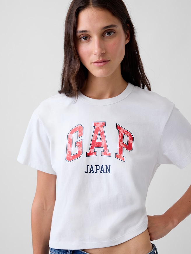 MOMIJI JAPAN GAPロゴ クロップドTシャツ-3