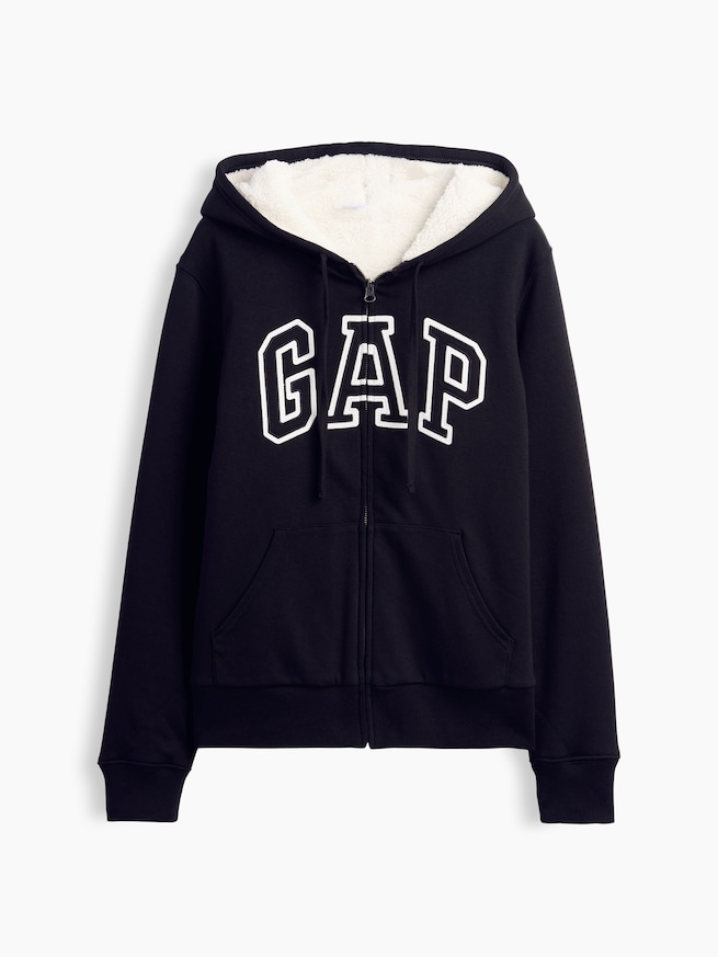 リラックスフィット GAPロゴ 裏ボア ジップアップパーカー-4