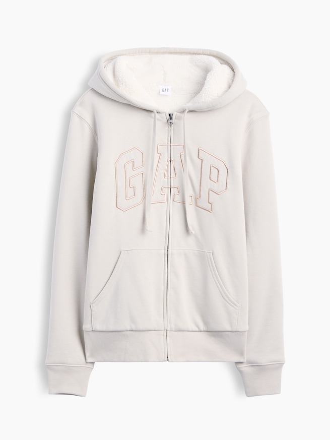 リラックスフィット GAPロゴ 裏ボア ジップアップパーカー-4