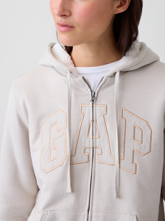 リラックスフィット GAPロゴ 裏ボア ジップアップパーカー-3