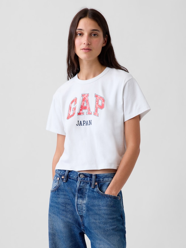 MOMIJI JAPAN GAPロゴ クロップドTシャツ-0