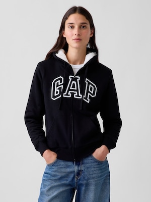 リラックスフィット GAPロゴ 裏ボア ジップアップパーカー