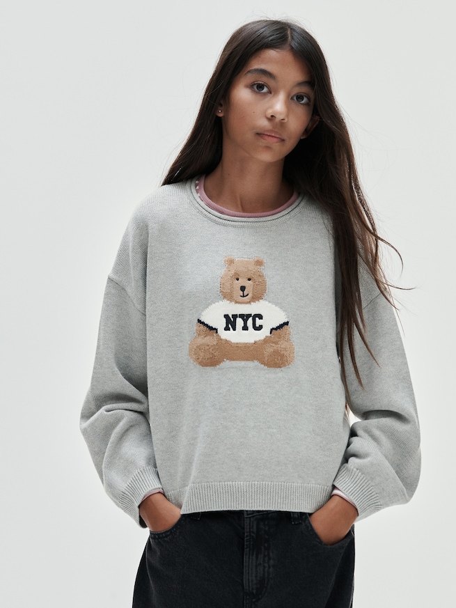 コットン100% オーバーサイズ ロールネックセーター (キッズ)-5
