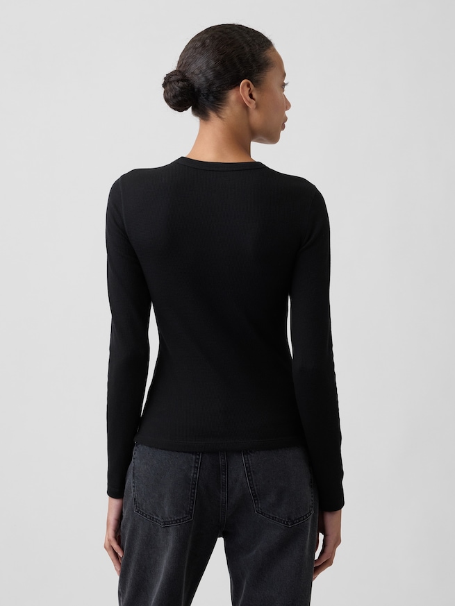 ワッフルニット クルーネックTシャツ-1