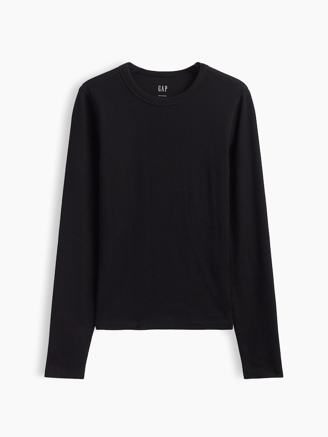 ワッフルニット クルーネックTシャツ-3