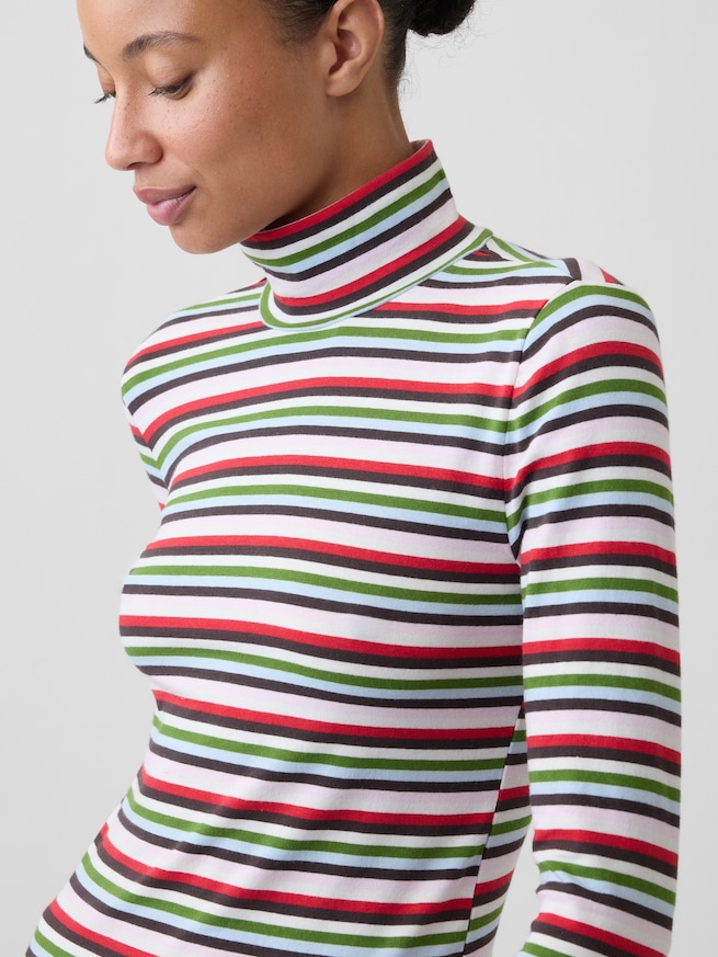 ストレッチ ジャージー モックネックTシャツ-4