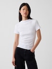 モダンリブ モックネック クロップドTシャツ-0