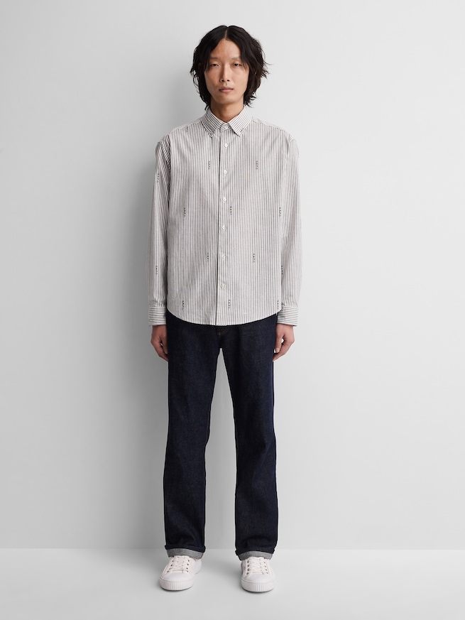 Gap &times; A.P.C. リラックスフィット ロゴ オックスフォードシャツ-1