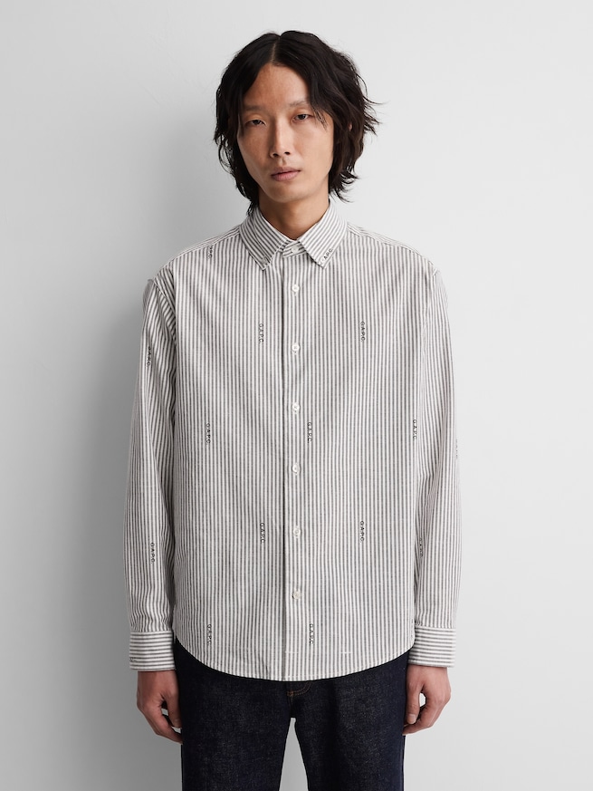 Gap &times; A.P.C. リラックスフィット ロゴ オックスフォードシャツ-0