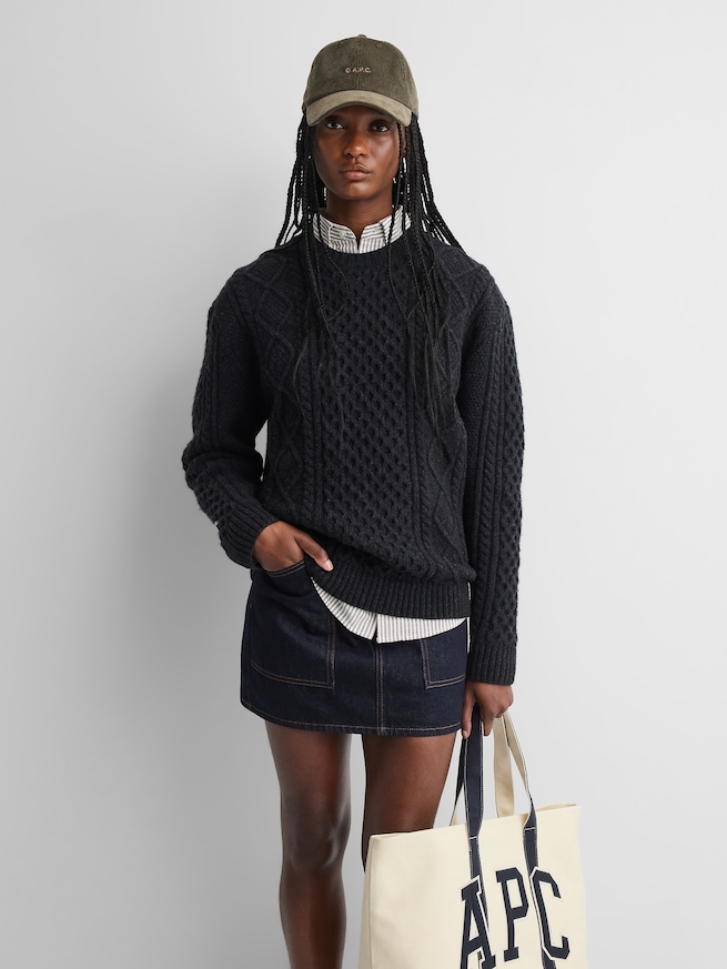 Gap &times; A.P.C. ウール ケーブルニット セーター-3