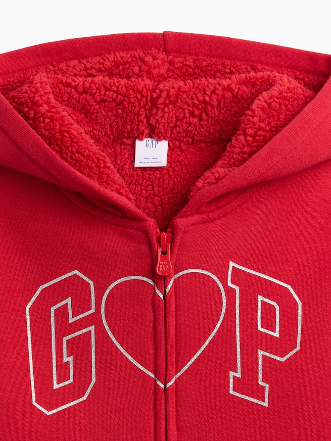 babyGap 裏ボア GAPロゴ ジップアップパーカー-2
