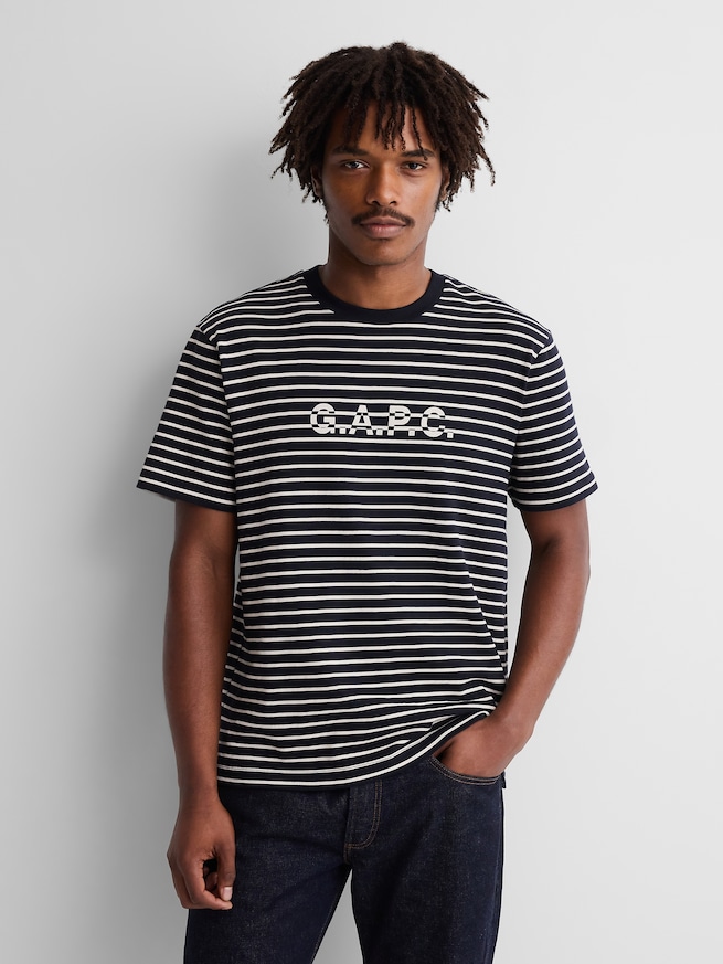 Gap &times; A.P.C. ロゴ ストライプTシャツ-0