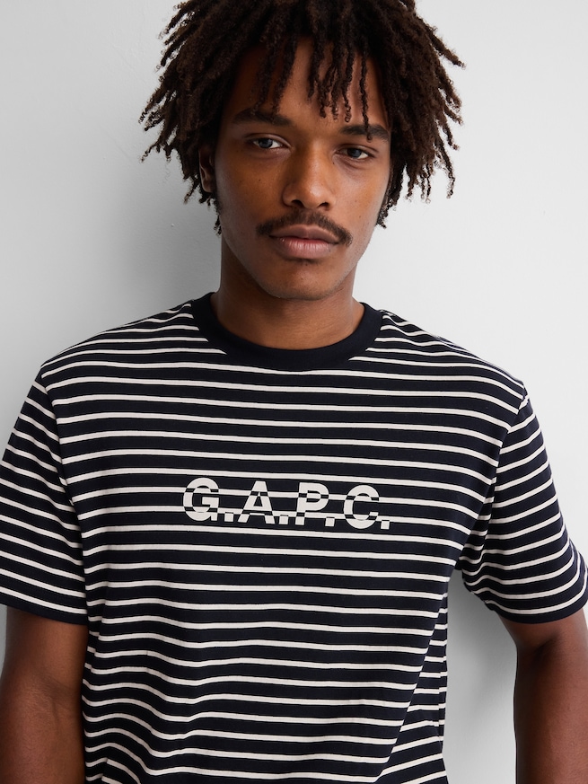 Gap &times; A.P.C. ロゴ ストライプTシャツ-5
