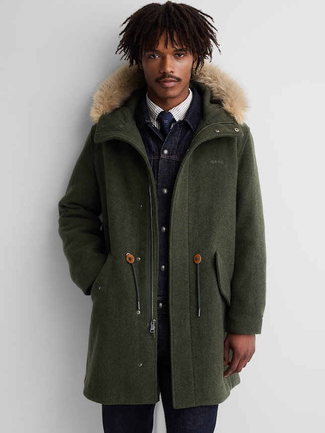 Gap &times; A.P.C. フード付き オーバーサイズ ウールブレンドアウター-2