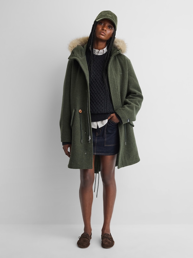 Gap &times; A.P.C. フード付き オーバーサイズ ウールブレンドアウター-4