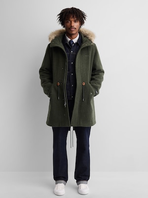 Gap &times; A.P.C. フード付き オーバーサイズ ウールブレンドアウター