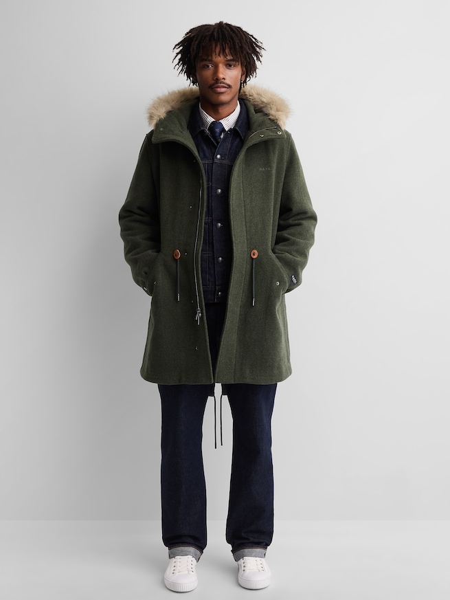 Gap &times; A.P.C. フード付き オーバーサイズ ウールブレンドアウター-0
