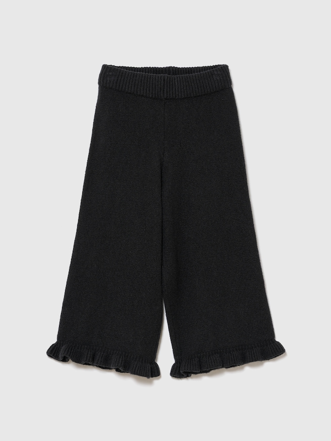 CashSoft カシミヤタッチ ラッフルフリル ワイドパンツ-0