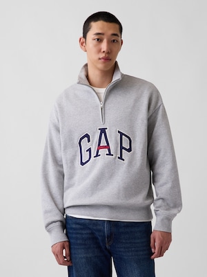 ヘビーウェイト オーバーサイズ GAPロゴ ハーフジップ プルオーバー