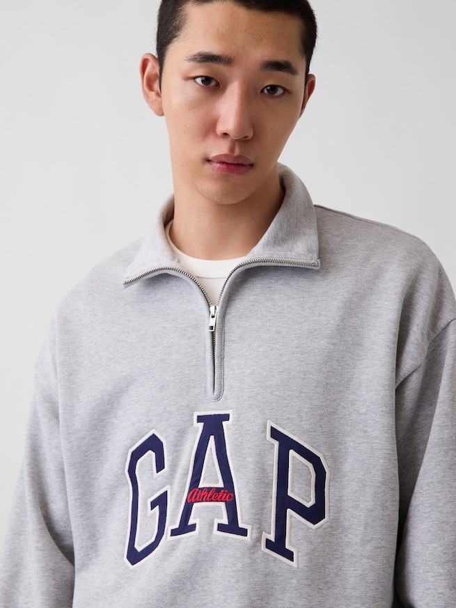 ヘビーウェイト オーバーサイズ GAPロゴ ハーフジップ プルオーバー-3