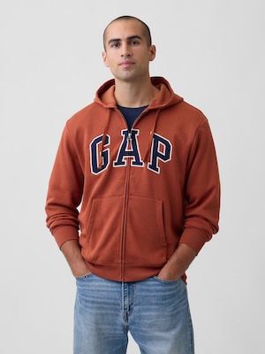 リラックスフィット GAPロゴ ジップアップパーカー