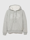 リラックスフィット GAPロゴ 裏ボア ジップアップパーカー-0