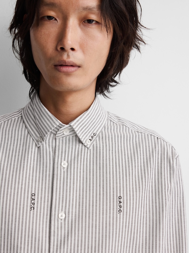 Gap &times; A.P.C. リラックスフィット ロゴ オックスフォードシャツ-4