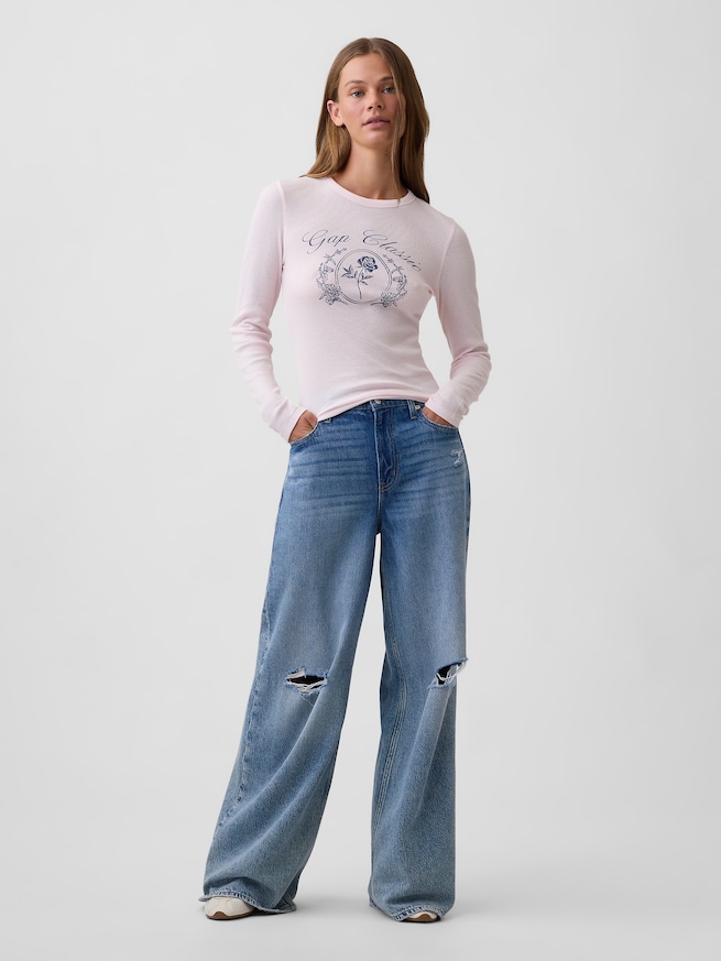 ワッフルニット クルーネックTシャツ-2