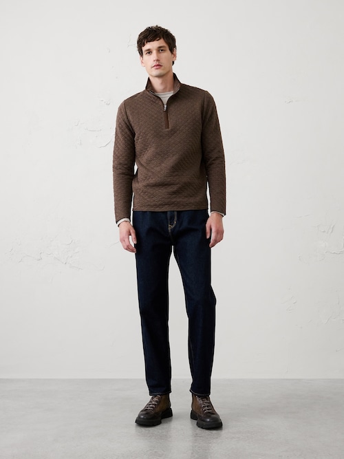BR ファクトリー ダイヤモンドキルティング クォータージップ プルオーバー
