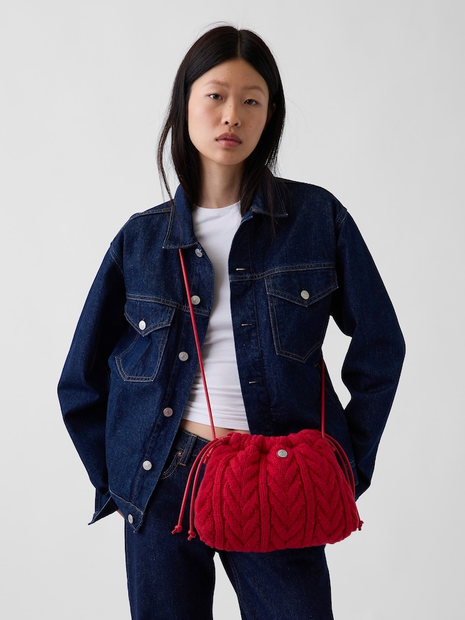 CashSoft カシミヤタッチ ケーブルニット ポシェット-1