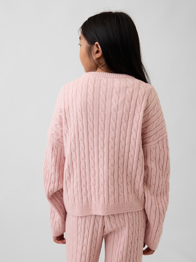 CashSoft カシミヤタッチ ケーブルニット オーバーサイズ クルーネックセーター-2