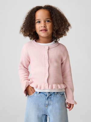 CashSoft カシミヤタッチ ラッフルフリル ニットカーディガン (幼児・ベビー)