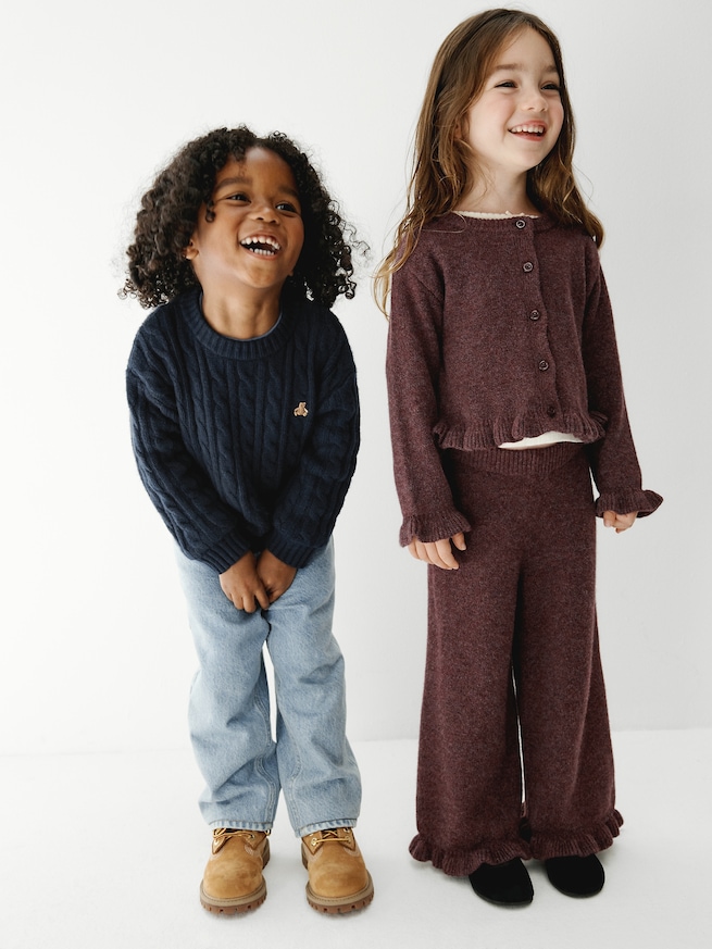 CashSoft カシミヤタッチ ラッフルフリル ワイドパンツ-4
