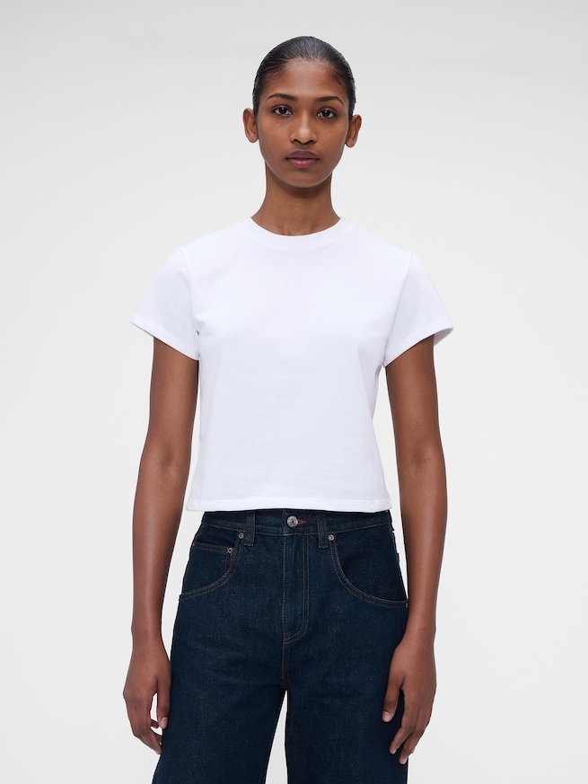 Gap x Victoria Beckham オーガニックコットン ロゴ クロップドTシャツ-2