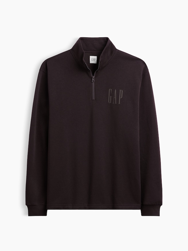 リラックスフィット GAPロゴ グラフィック ハーフジップ モックネックスウェットシャツ-3