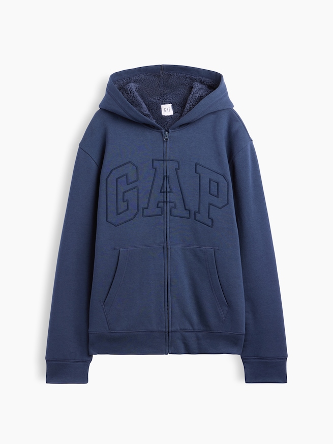 リラックスフィット GAPロゴ 裏ボア ジップアップパーカー-3