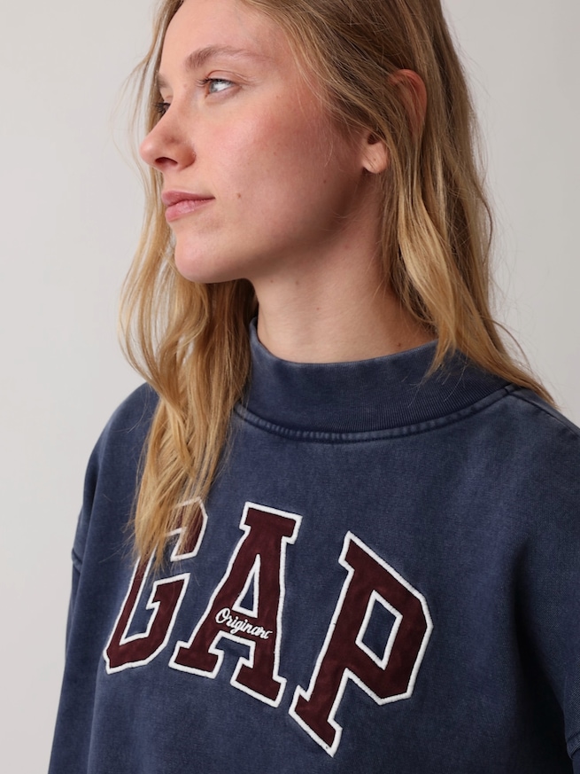 ヴィンテージソフト オーバーサイズ モックネック GAPロゴ スウェットシャツ-8