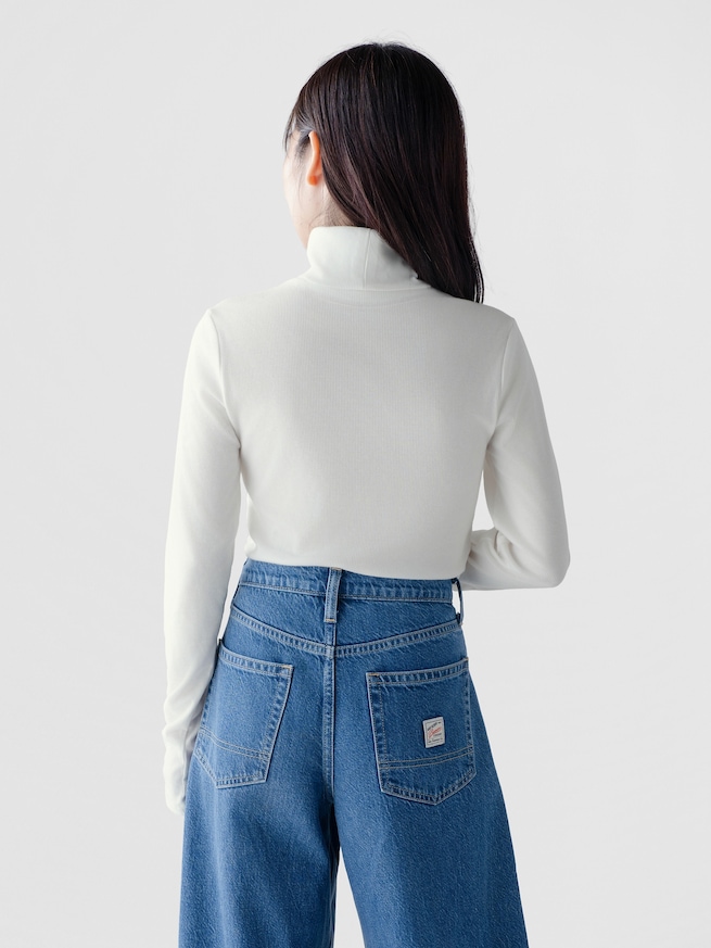 リブ GAPロゴ タートルネックTシャツ-1