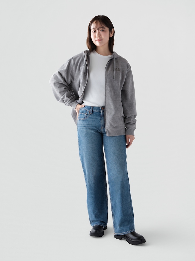 リラックスフィット GAPロゴ ジップアップパーカー-4